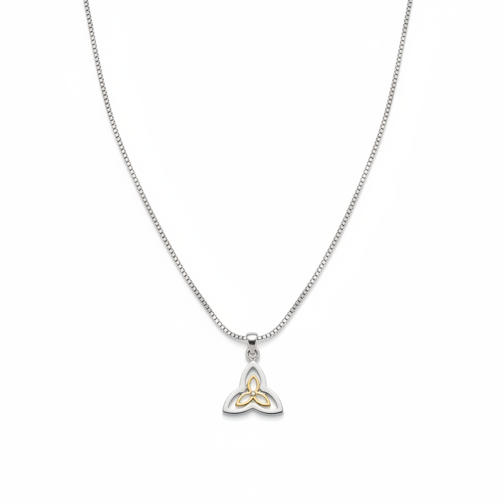 Gold Plated Triquetra Steel Chain Necklace in 316l stainless steel.