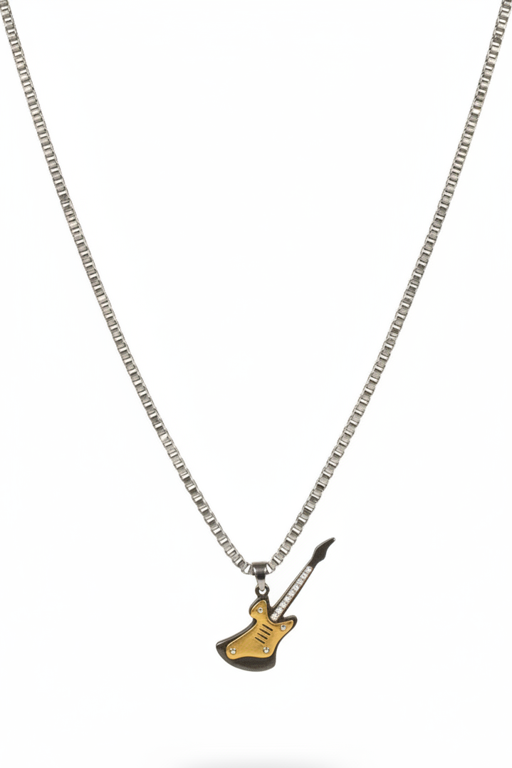 Electric Guitar Steel Chain Necklace in 316l stainless steel.