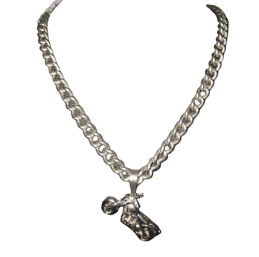 Stainless Steel Chain with Large Motorcycle Pendant
