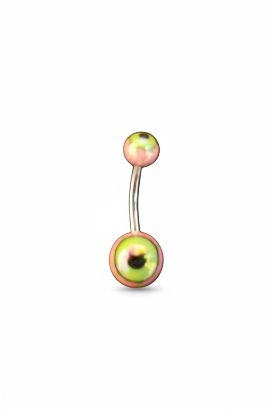 Pink Eyeball acrylic belly button ring - 316l stainless steel