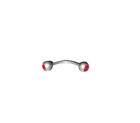 Red Crystal Steel Eye Brow Piercing