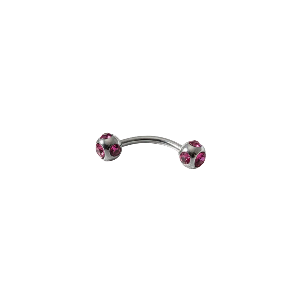 Purple Multi-Crystal Eyebrow Ring in 316l stainless steel close up detail.