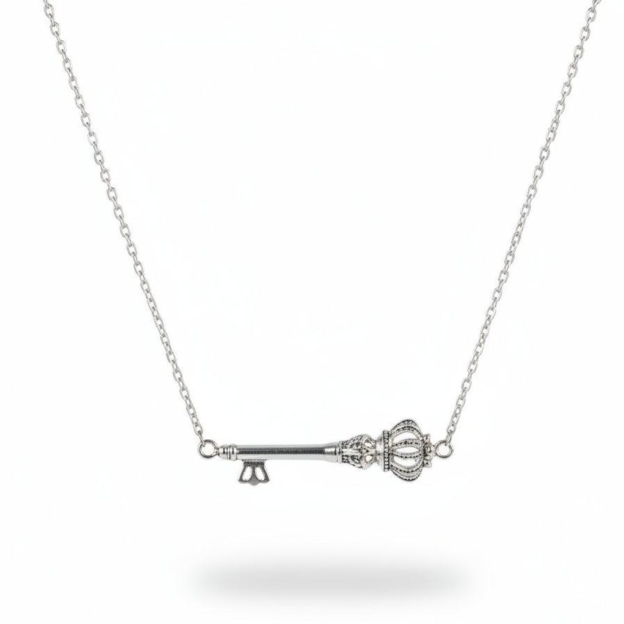 Royal Key Steel Chain Necklace in 316l stainless steel.
