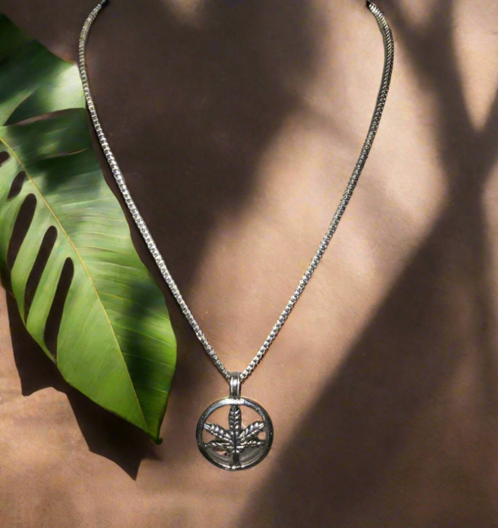 Stainless Steel Chain with Leaf Pendant