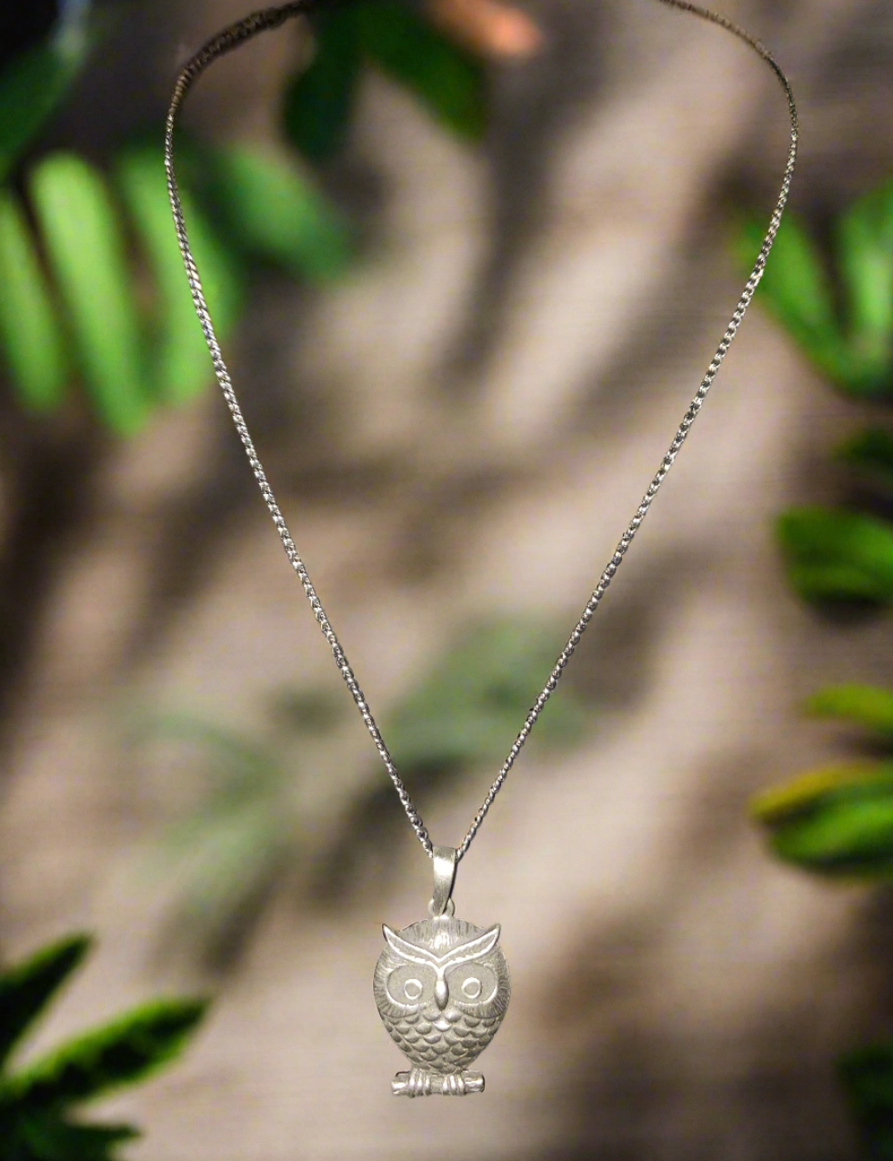 Stainless Steel Chain with Perched Owl Pendant