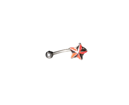 Red & Black Star Steel Eye Brow Piercing