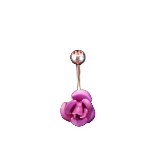 Purple Rose belly button ring in 316l stainless steel