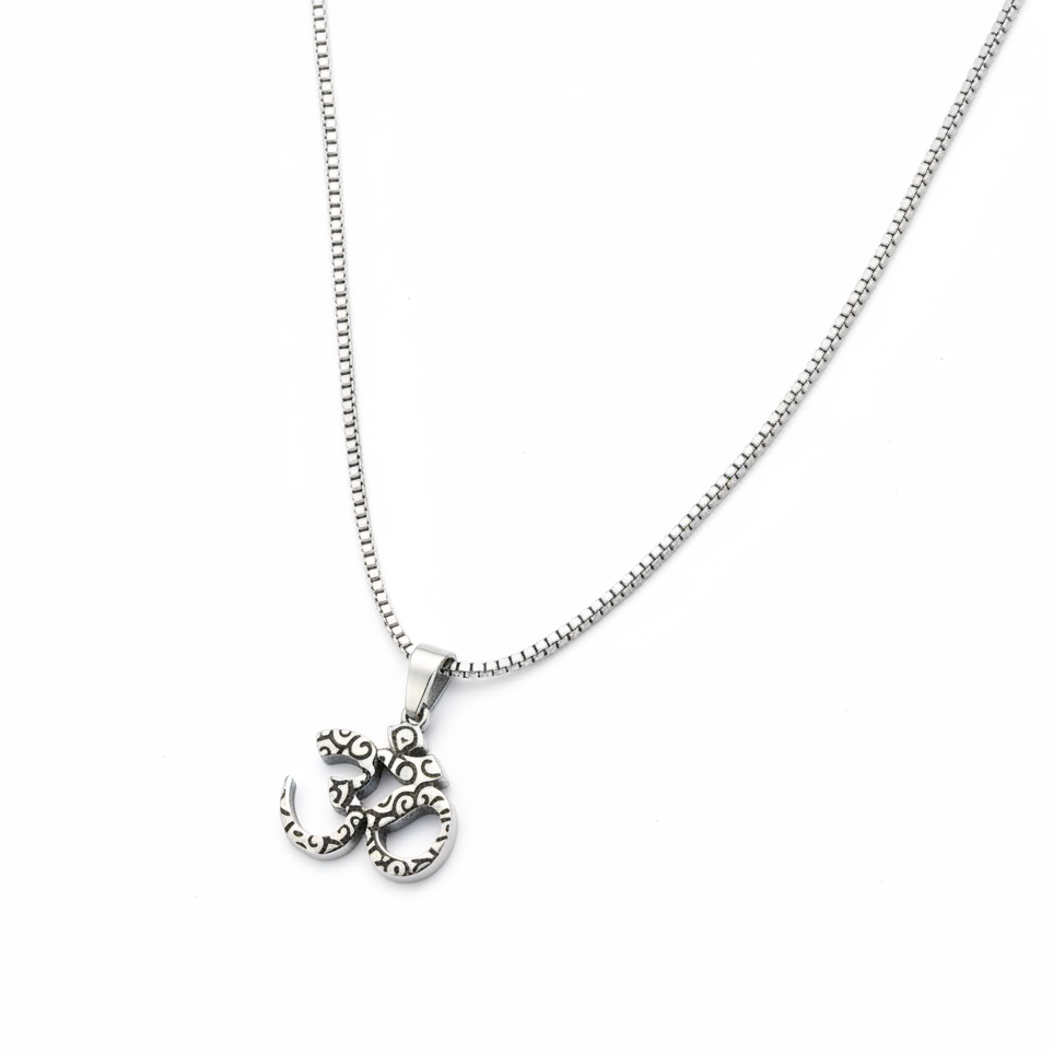 AUM Steel Chain Necklace in 316l stainless steel.