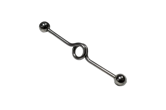 Industrial Ear Barbell with Loop in 316l stainless steel close up detail