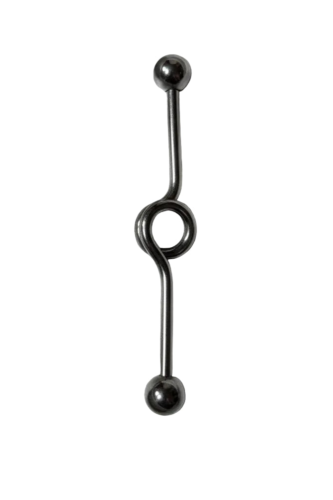 Industrial Ear Barbell with Loop in 316l stainless steel vertical