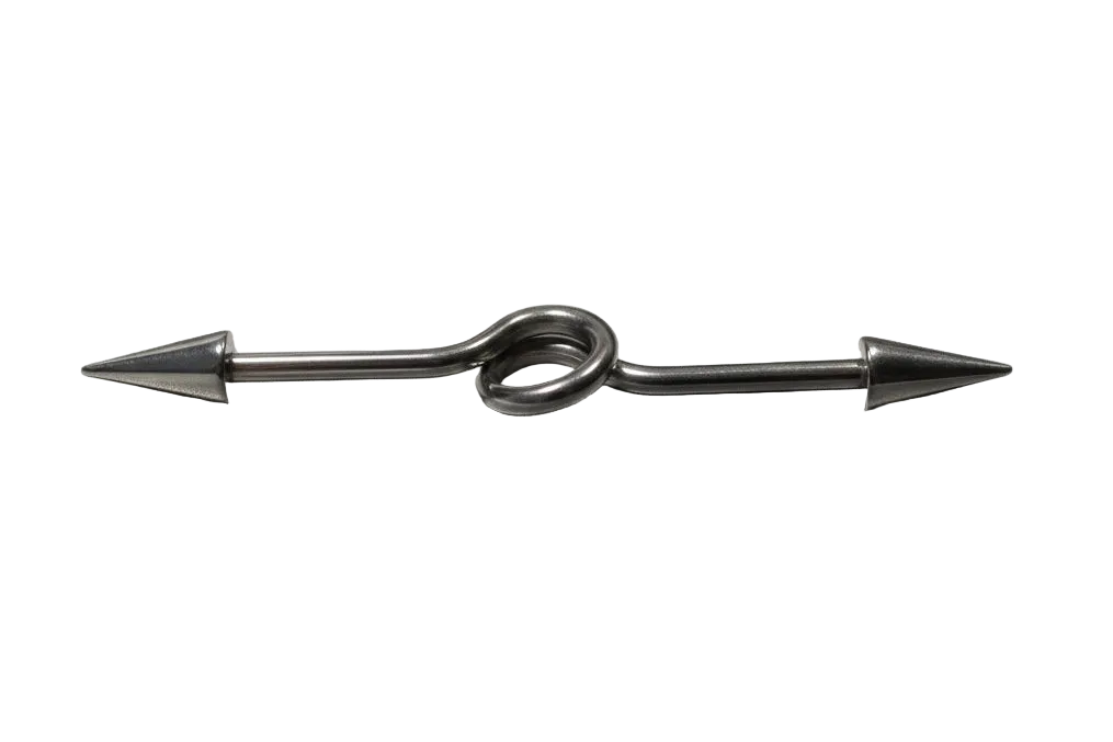 Industrial Ear Barbell with Spikes in 316l stainless steel