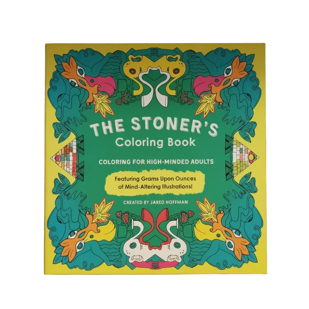 Trippy Psychedelic Artwork Mentally Relaxing Adult Coloring Book on a white background showing front cover design in close up detail.