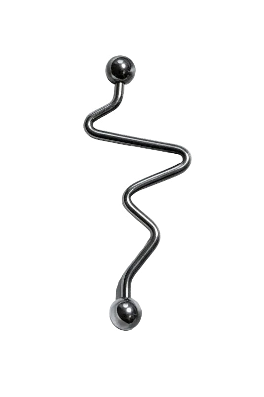  Zigzag Industrial Ear Barbell in 316l stainless steel upright view