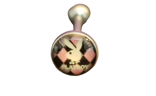 Stainless Steel 316L Pink Tartan Bunny Tongue Piercing