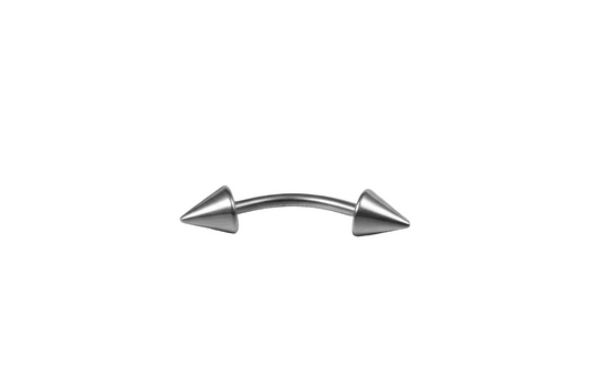Steel Spike Eyebrow Ring in 316l stainless steel close up detail.