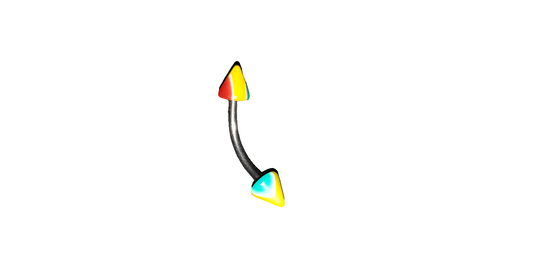 Steel Eye Brow Piercing with Red/Green/Yellow Acrylic Spikes