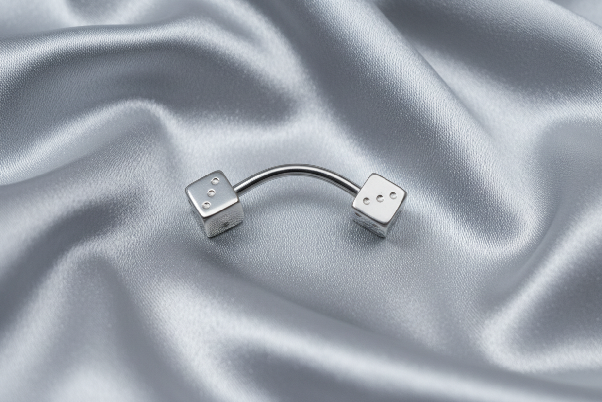 Steel 5mm Dice Eyebrow Ring in 316l stainless steel.