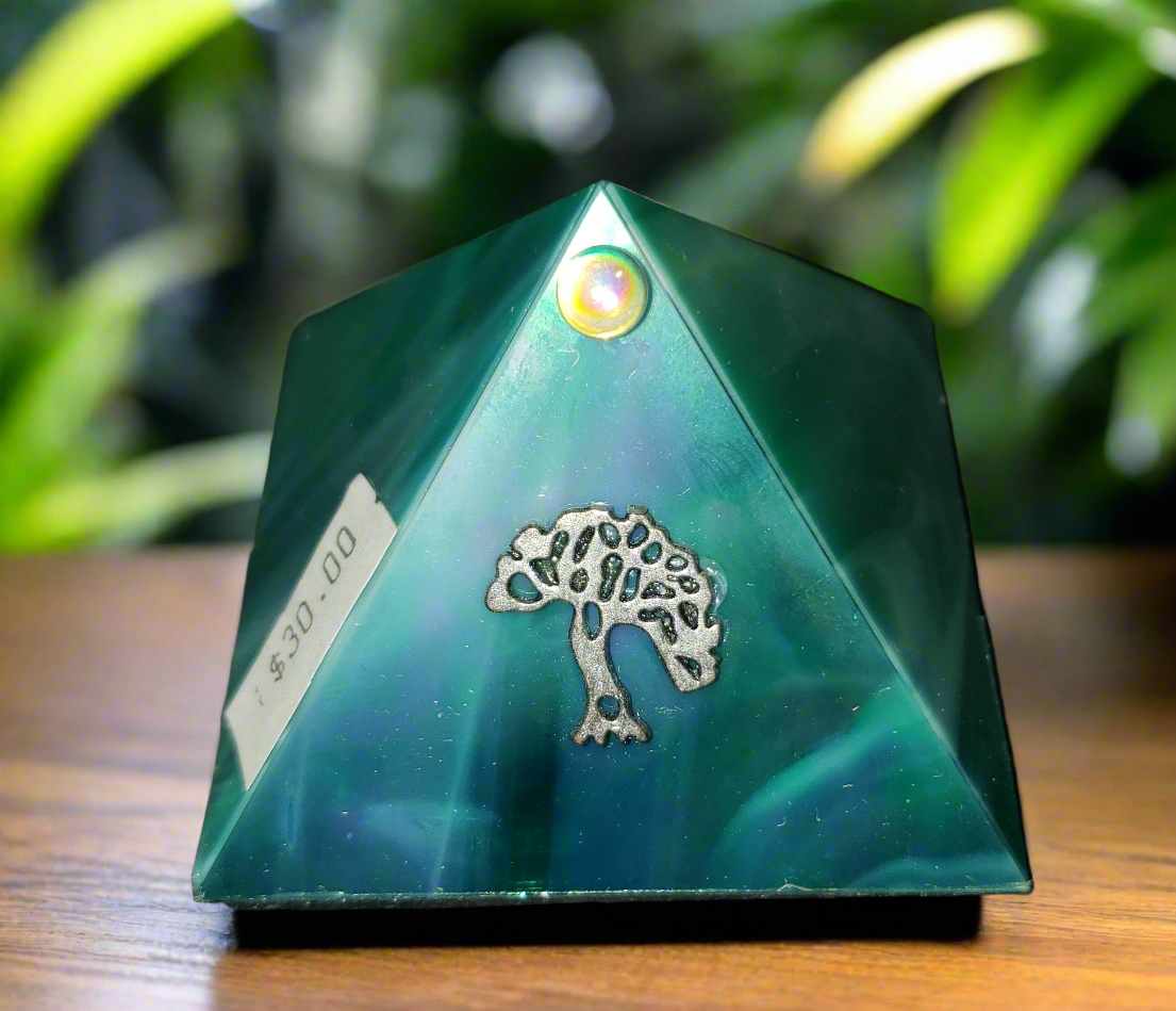 Glass Mini Pyramid with Tree of Life