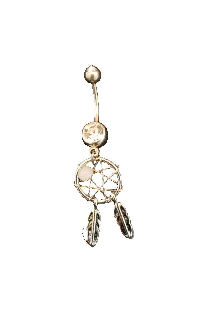 Belly Piercing Stainless Steel 316L with Dangling Dream Catcher