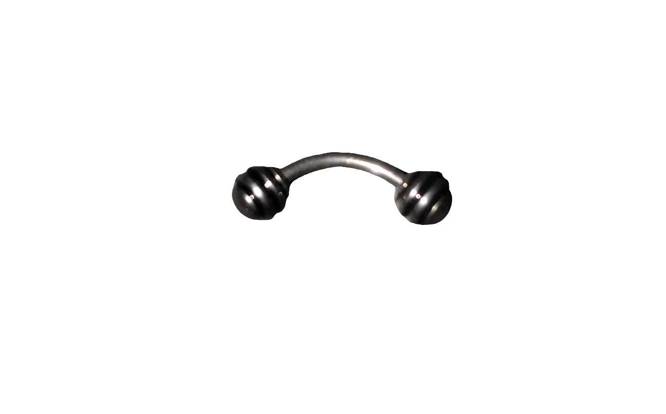Steel Eye Brow Piercing with Black Striped Ball Ends