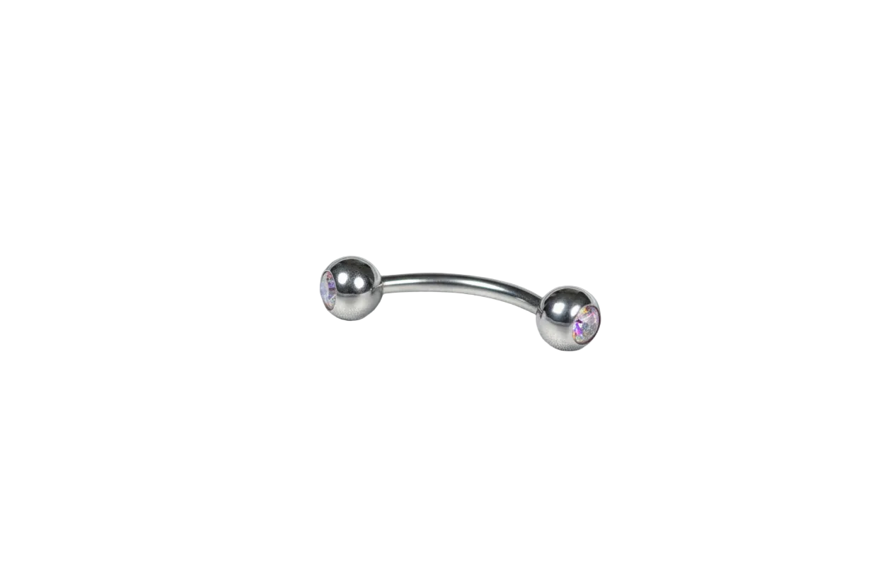 Aurora Clear Crystal Eyebrow Ring in 316l stainless steel front facing.