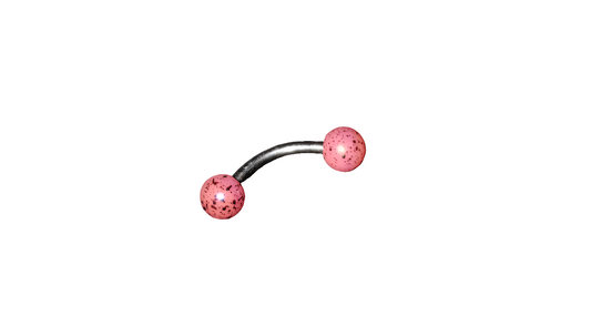 Steel Eye Brow Piercing with Pink Acrylic Ball Ends