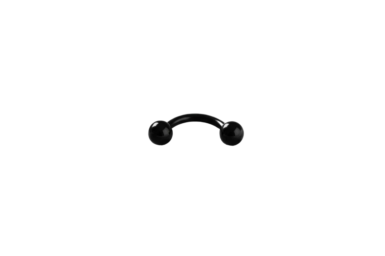 Black Titanium Multipurpose Eyebrow Ring in black titanium close up detail.