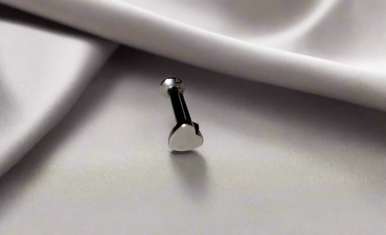 Stainless Steel Labret/Monroe Piercing with Internally Threaded Heart.