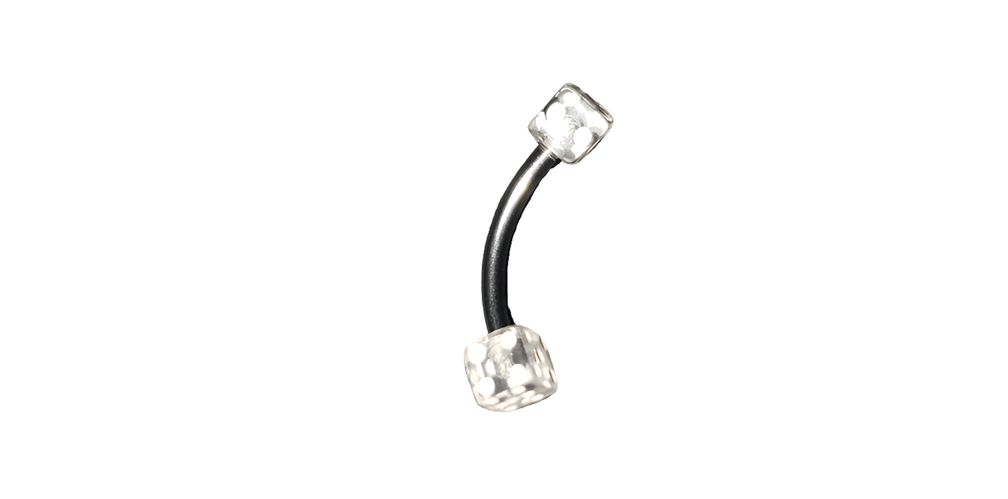 Clear Acrylic Dice Steel Eye Brow Piercing