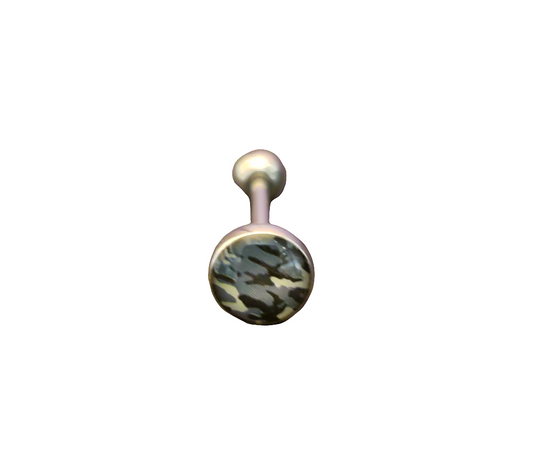 Stainless Steel 316L Black/Grey Camouflage Tongue Piercing