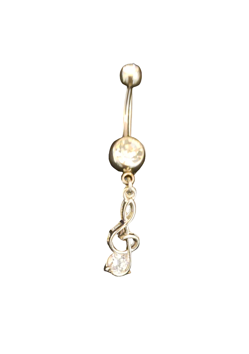 Belly Piercing Stainless Steel 316L with Dangling Treble Clef