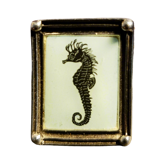 Vintage Photo Frame Style Seahorse Ring