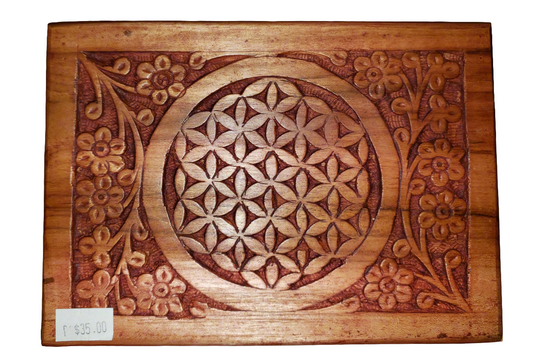 Wooden Treasure Box with Flower of Life