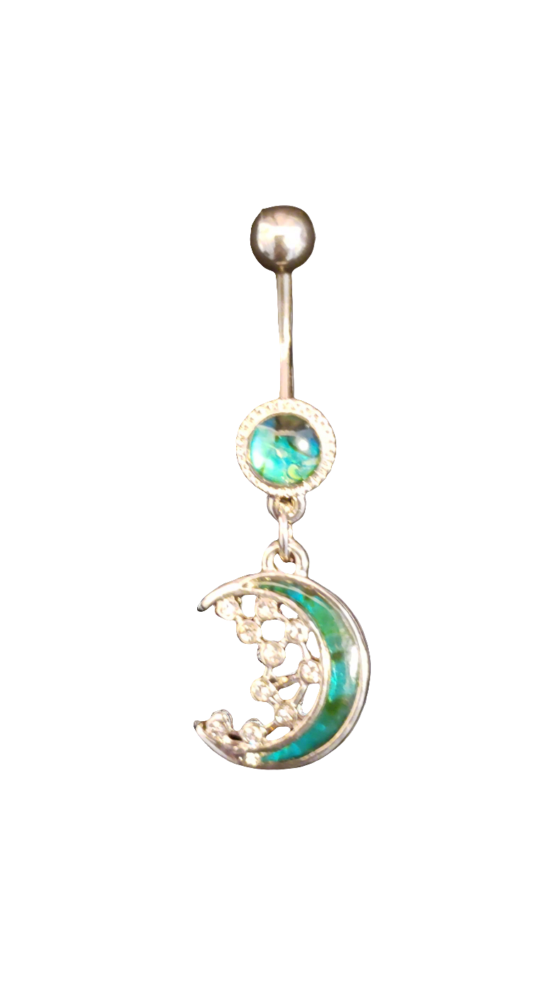 Belly Piercing Stainless Steel 316L with Dangling Moon