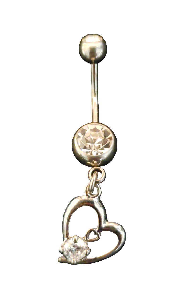 Belly Piercing Stainless Steel 316L with Dangling Heart