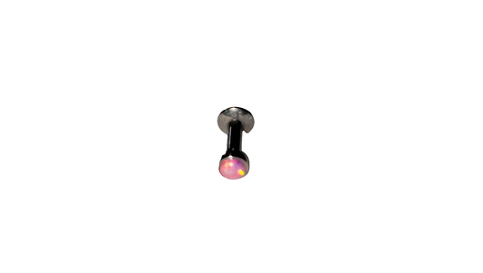 Stainless Steel Labret/Monroe or Tragus Piercing with Internally Threaded Pink Opal