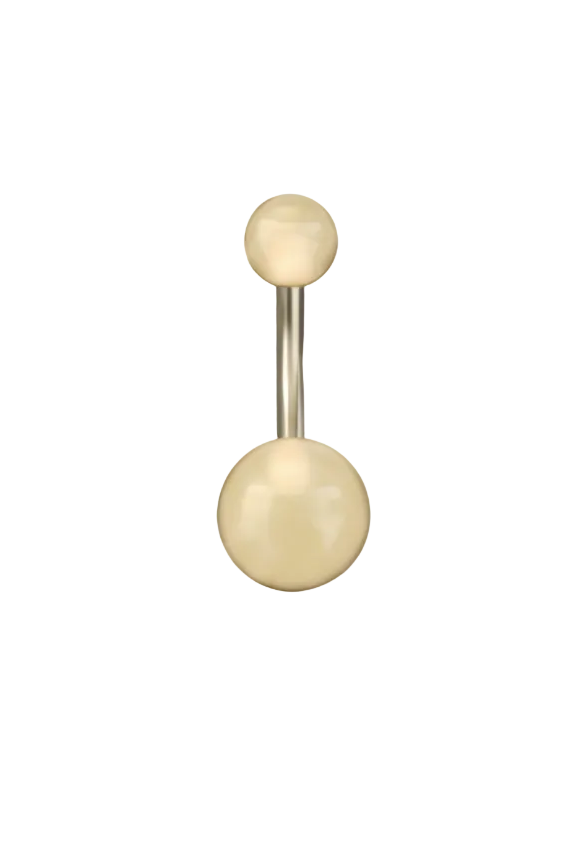 Peach Glow Acrylic Belly Button Ring in 316l stainless steel close up detail.