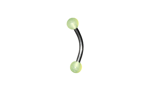 Steel Eye Brow Piercing with Yellow Glow Acrylic Ball Ends