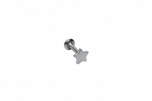Internally Threaded Star Labret Lip Ring - 316L Stainless Steel