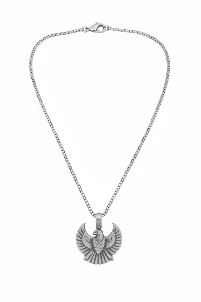 Egyptian Scarab Beetle Steel Chain Necklace in 316l stainless steel.