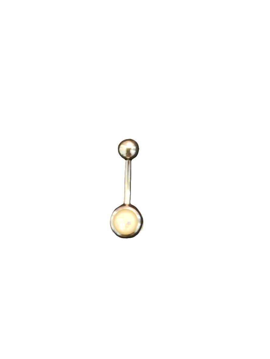 Stainless Steel White Opal Belly Piercing