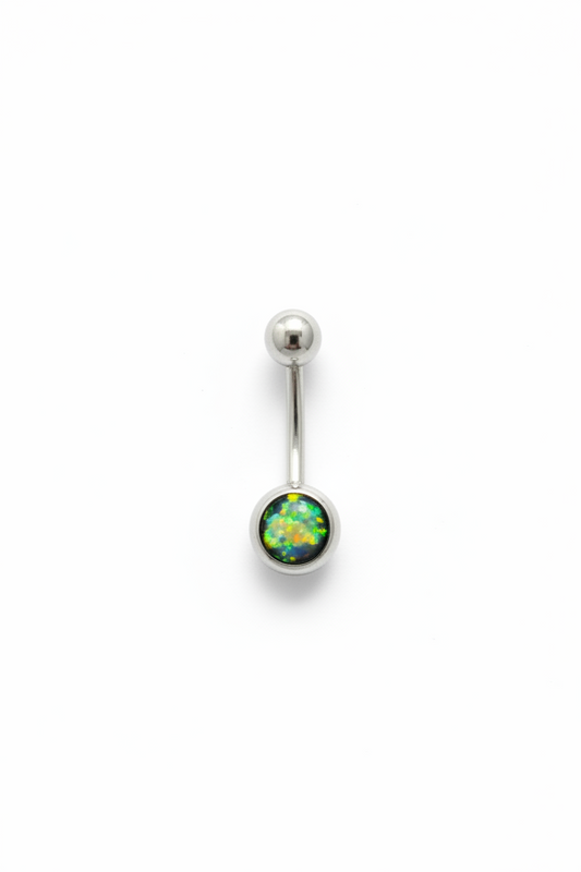 Black Opal belly button ring in 316l stainless steel