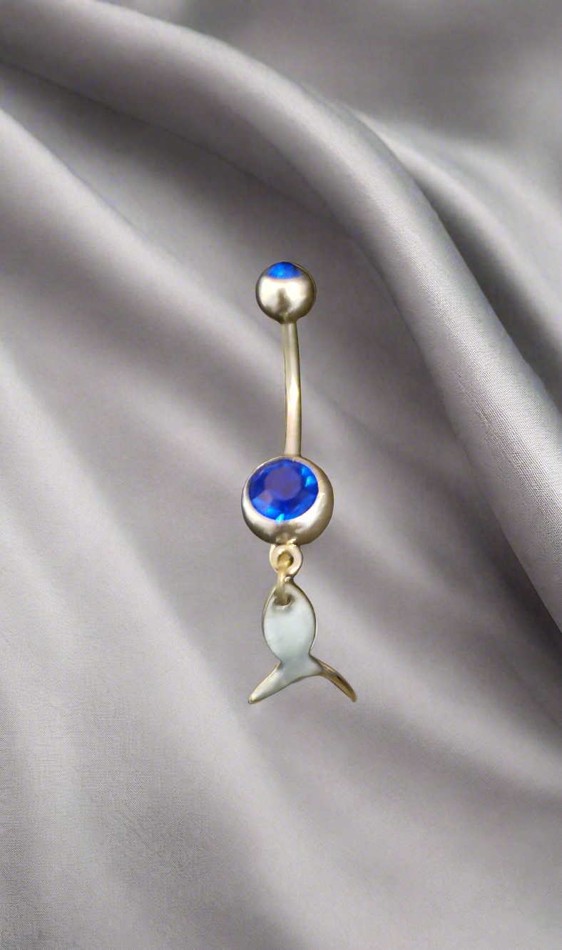 Belly Piercing Stainless Steel 316L with Dangling Fish