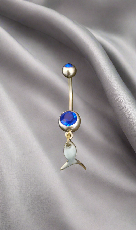 Belly Piercing Stainless Steel 316L with Dangling Fish