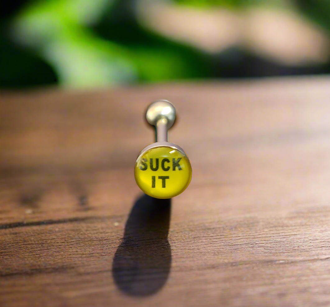 Stainless Steel 316L "Suck It" Tongue Piercing