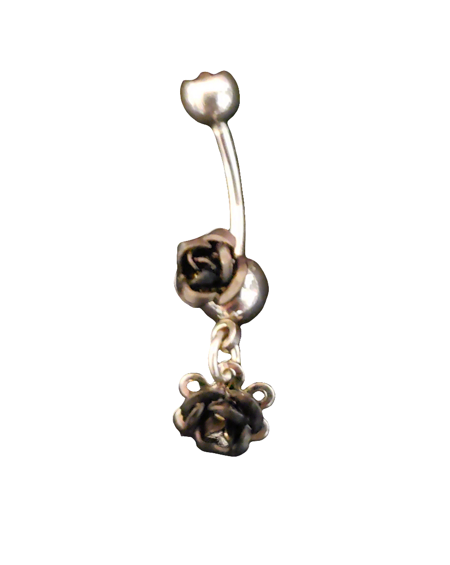 Belly Piercing Stainless Steel 316L with Dangling Rose