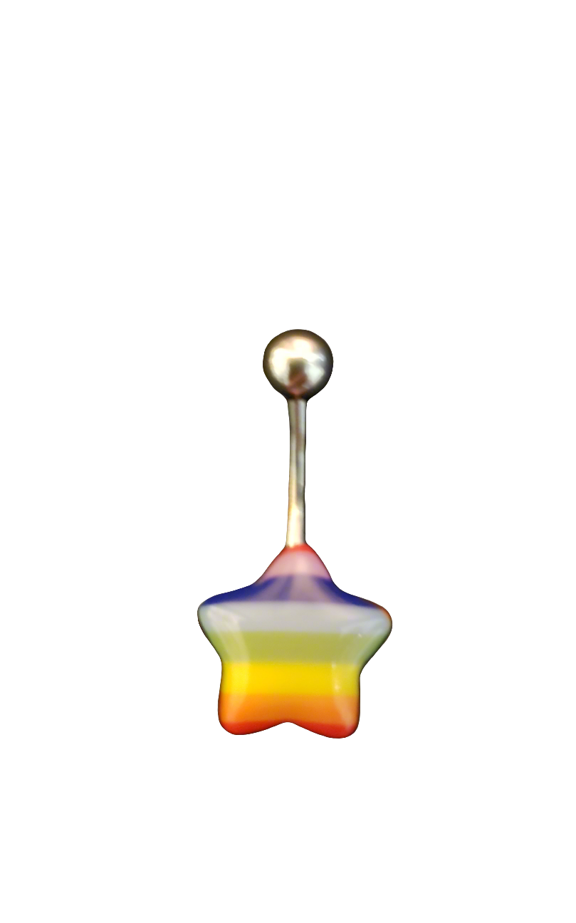 Stainless Steel Rainbow Acrylic Star Belly Piercing