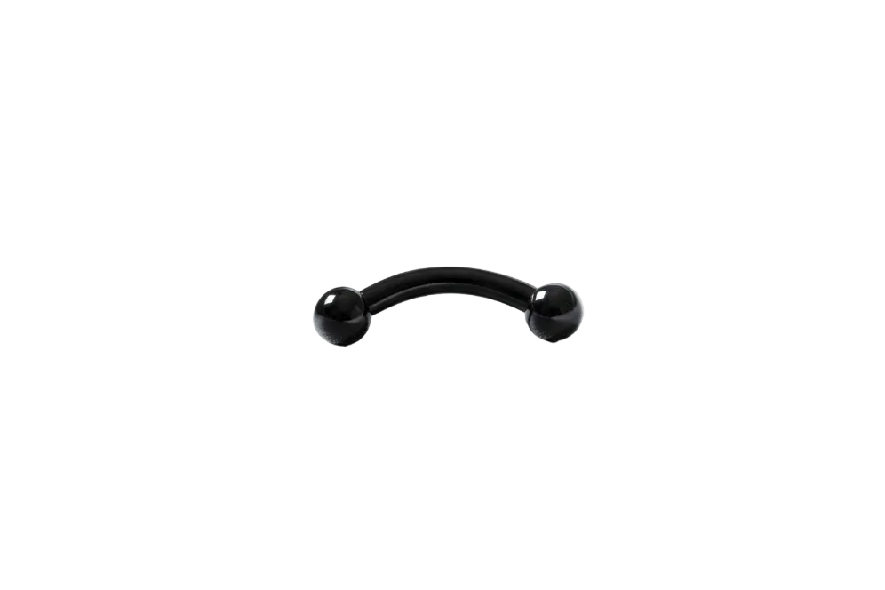Black Titanium 2mm Ball Eyebrow Ring in black titanium close up detail.