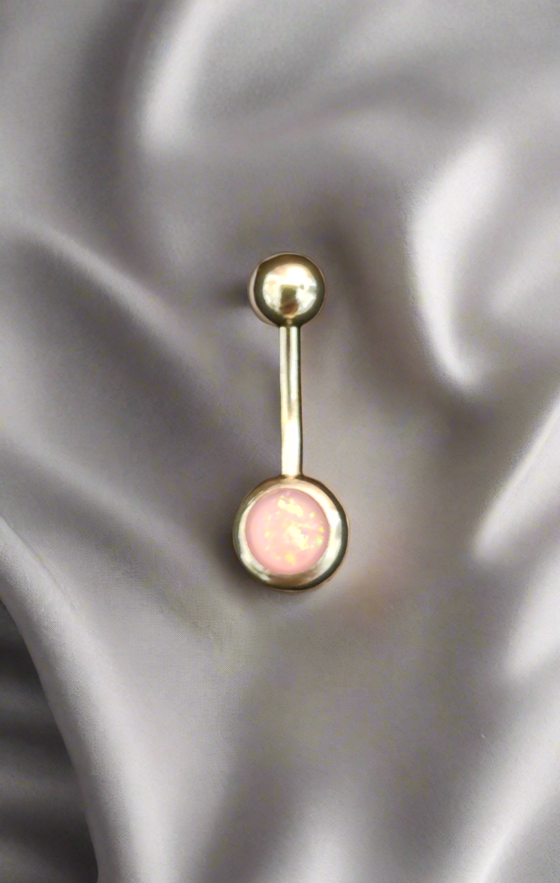 Stainless Steel Pink Opal Belly Piercing