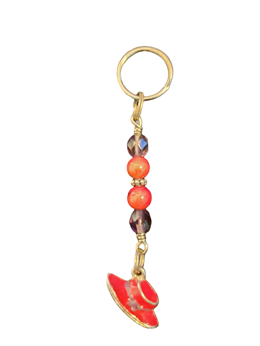 Handmade Mini Keychain with Red Hat Charm